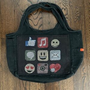 Emoji Design Black Tote Bag